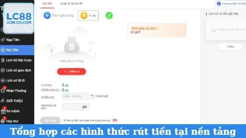Tổng hợp các hình thức rút tiền tại nền tảng